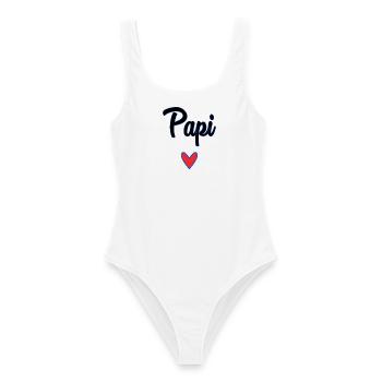 PAPY. FÊTE DES PÈRES. BONNE FÊTE PAPY. JE T'AIME. - Maillot de bain femme - blanc - Devant - AI Model Female 172 dark (172cm)