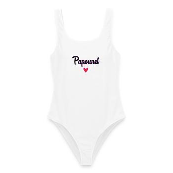 PAPOUNET. PAPA. FÊTE DES PÈRES. BONNE FÊTE PAPA - Maillot de bain femme - blanc - Devant - AI Model Female 172 dark (172cm)
