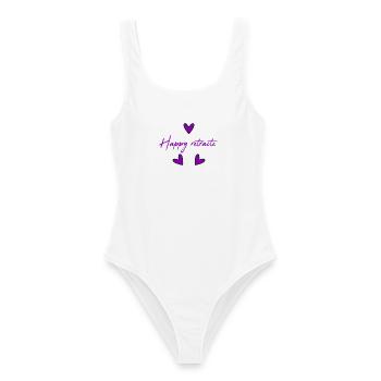 RETIREMENT. COLLEAGUE. RETIREMENT. RETIRED. RETIREMENT. - Women's Swimsuit - white - Front - AI Model Female 172 dark (172cm)