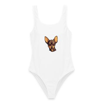 Russischer Spielzeugterrier Hunderasse Cartoon Kawaii Abbus - Frauen Badeanzug - Weiß - Vorne - AI Model Female 172 dark (172cm)