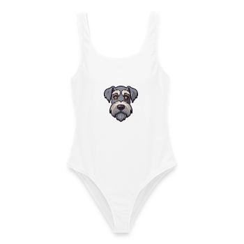 Standard Schnauzer Hunderasse Cartoon Kawaii Illust - Frauen Badeanzug - Weiß - Vorne - AI Model Female 172 dark (172cm)