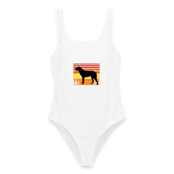 Cao De Castro Laboreiro Hund Silhouette Retro Sonne - Frauen Badeanzug - Weiß - Vorne - AI Model Female 172 dark (172cm)