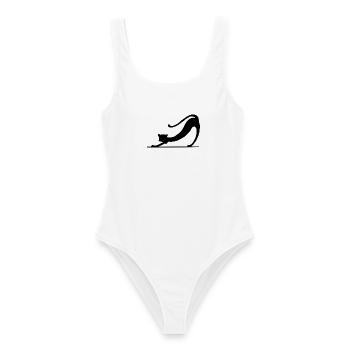 Schwarze Katze Silhouette - Frauen Badeanzug - Weiß - Vorne - AI Model Female 172 dark (172cm)