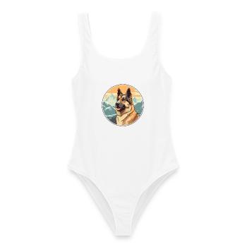 Osteuropäischer Schäferhund Rasse Cartoon Kawaii Wa - Frauen Badeanzug - Weiß - Vorne - AI Model Female 172 dark (172cm)