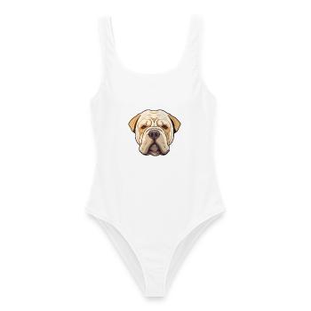 Shar Pei Hunderasse Cartoon Kawaii Illustration - Frauen Badeanzug - Weiß - Vorne - AI Model Female 172 dark (172cm)