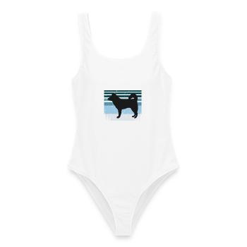 Alaskan Klee Kai Hundeliebhaber Silhouette Retro Sonnenuntergang - Frauen Badeanzug - Weiß - Vorne - AI Model Female 172 dark (172cm)