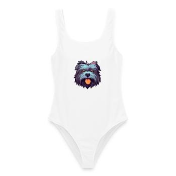 Skye Terrier Hunderasse Aquarell Karikatur Kawaii C - Frauen Badeanzug - Weiß - Vorne - AI Model Female 172 dark (172cm)