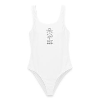 Cross stitch SUNFLOWER black - Women's Swimsuit - white - Front - AI Model Female 172 dark (172cm)