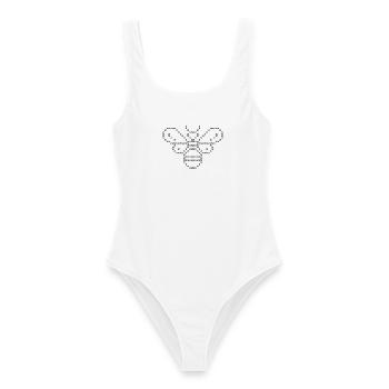 Cross stitch bee black - Women's Swimsuit - white - Front - AI Model Female 172 dark (172cm)