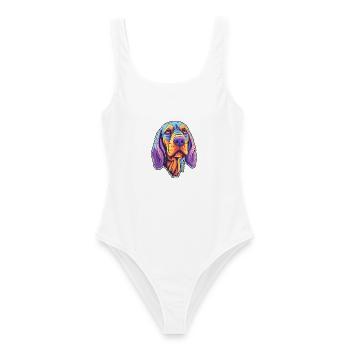 Friesische Vorstehhunderasse Cartoon Kawaii Illustra - Frauen Badeanzug - Weiß - Vorne - AI Model Female 172 dark (172cm)