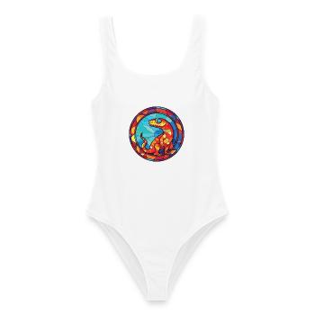 Salamander Bunte Aquarell-Tierillustration - Frauen Badeanzug - Weiß - Vorne - AI Model Female 172 dark (172cm)