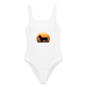 Lancashire Heeler Hund Liebe Silhouette Retro Sonnenuntergang - Frauen Badeanzug - Weiß - Vorne - AI Model Female 172 dark (172cm)