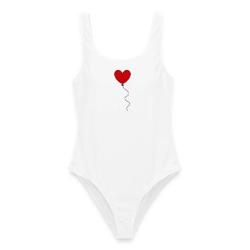 rotes Herz rote Herzen rot Ballon Luftballon - Frauen Badeanzug - Weiß - Vorne - AI Model Female 172 dark (172cm)