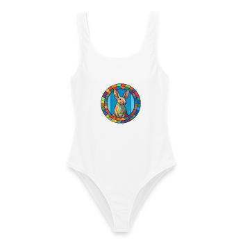 Erdferkel Buntglas Buntes Cartoon Kawaii Haustier - Frauen Badeanzug - Weiß - Vorne - AI Model Female 172 dark (172cm)