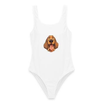 Bluthund Hunderasse Aquarell Karikatur Kawaii Cli - Frauen Badeanzug - Weiß - Vorne - AI Model Female 172 dark (172cm)