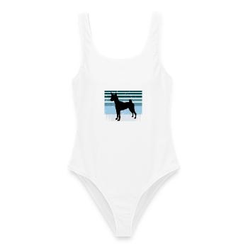 Basenji Hundeliebhaber Silhouette Vintage Sonnenuntergang - Frauen Badeanzug - Weiß - Vorne - AI Model Female 172 dark (172cm)