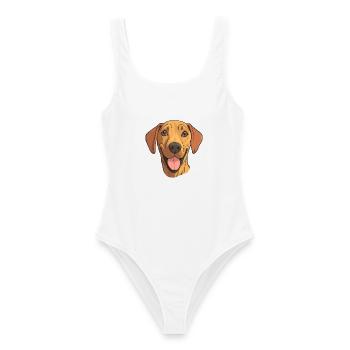 Rhodesian Ridgeback Hunderasse Aquarell Karikatur K - Frauen Badeanzug - Weiß - Vorne - AI Model Female 172 dark (172cm)