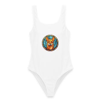 Dingo Hunderasse Buntes Aquarell - Frauen Badeanzug - Weiß - Vorne - AI Model Female 172 dark (172cm)