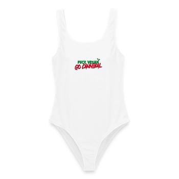 Fuck Vegan Go Cannibal - Frauen Badeanzug - Weiß - Vorne - AI Model Female 172 dark (172cm)