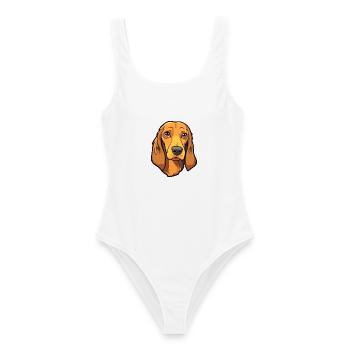 Deutsche Bracke Hunderasse Cartoon Kawaii Illustrat - Frauen Badeanzug - Weiß - Vorne - AI Model Female 172 dark (172cm)