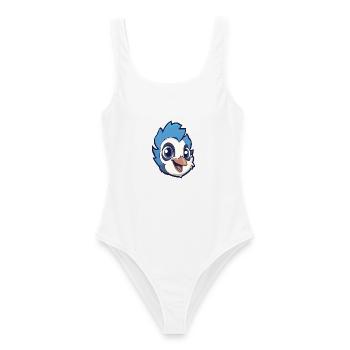 Blauer Eichelhäher Karikatur Kawaii Aquarellillustration - Frauen Badeanzug - Weiß - Vorne - AI Model Female 172 dark (172cm)