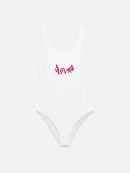 Survivor Typo Pink - Frauen Badeanzug - Weiß