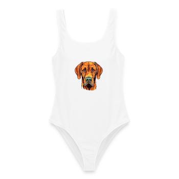 Rhodesian Ridgeback Hunderasse Aquarell Karikatur K - Frauen Badeanzug - Weiß - Vorne - AI Model Female 172 dark (172cm)