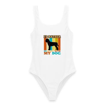 Lagotto Romagnolo Hund Liebe Silhouette Retro Sonnenuntergang - Frauen Badeanzug - Weiß - Vorne - AI Model Female 172 dark (172cm)