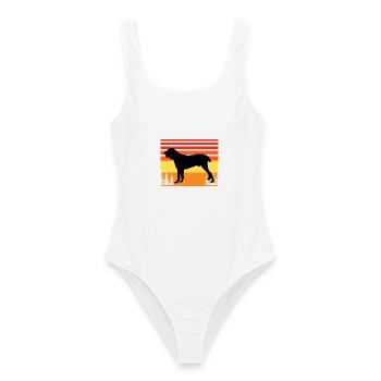 Zentralasiatischer Schäferhund Silhouette Retro Sonnenuntergang - Frauen Badeanzug - Weiß - Vorne - AI Model Female 172 dark (172cm)