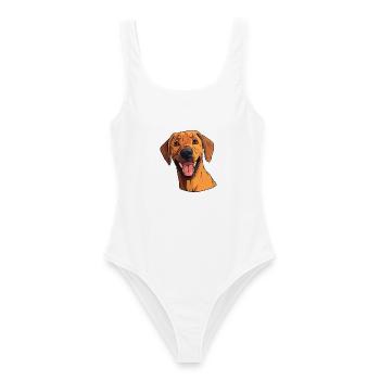 Rhodesian Ridgeback Hunderasse Aquarell Karikatur K - Frauen Badeanzug - Weiß - Vorne - AI Model Female 172 dark (172cm)