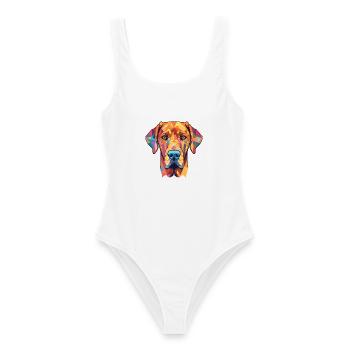 Rhodesian Ridgeback Hunderasse buntes Aquarell - Frauen Badeanzug - Weiß - Vorne - AI Model Female 172 dark (172cm)