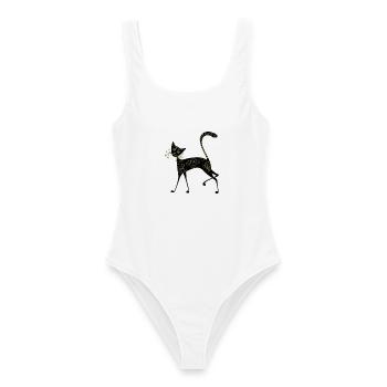 Katze Kater Kätzchen Katzen Kitten schwarze Katze - Frauen Badeanzug - Weiß - Vorne - AI Model Female 172 dark (172cm)