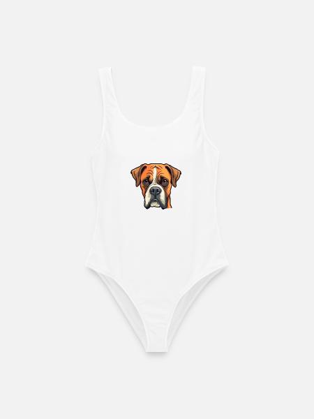 Boxer Hund Rasse Cartoon Kawaii Illustration - Frauen Badeanzug - Weiß