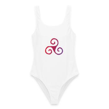 Keltisches Symbol Triskele Dreierspirale Neu - Frauen Badeanzug - Weiß - Vorne - AI Model Female 172 dark (172cm)