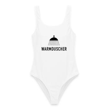 Warmduscher - Spruch mit Dusche - Frauen Badeanzug - Weiß - Vorne - AI Model Female 172 dark (172cm)