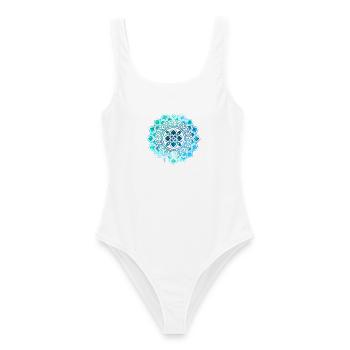 Mandala - Blau - Frauen Badeanzug - Weiß - Vorne - AI Model Female 172 dark (172cm)
