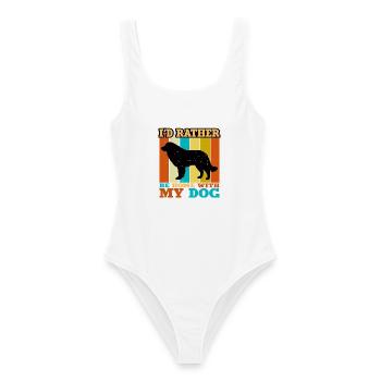 Karst Schäferhund Hund Liebhaber Silhouette Vintage Sonnenuntergang - Frauen Badeanzug - Weiß - Vorne - AI Model Female 172 dark (172cm)