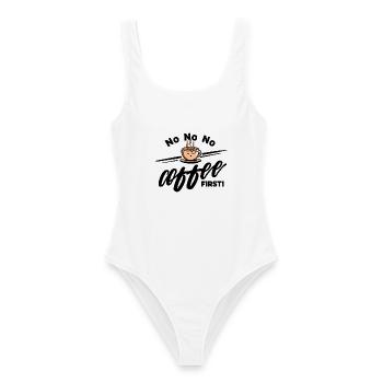 Coffee first - Müde Kaffeetasse No No No - Frauen Badeanzug - Weiß - Vorne - AI Model Female 172 dark (172cm)