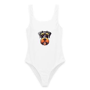 Standard Schnauzer Hund Rasse Aquarell Cartoon Ka - Frauen Badeanzug - Weiß - Vorne - AI Model Female 172 dark (172cm)