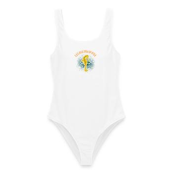 Frühschwimmer Seepferdchen Bestanden Abzeichen - Frauen Badeanzug - Weiß - Vorne - AI Model Female 172 dark (172cm)