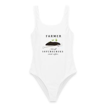 Farmer - Not all Superheroes wear Capes - Frauen Badeanzug - Weiß - Vorne - AI Model Female 172 dark (172cm)