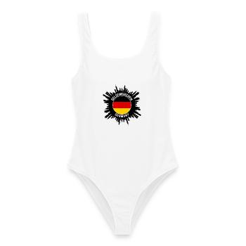 Gelsenkirchen Skyline Deutschland Flagge Reise-Souvenir - Frauen Badeanzug - Weiß - Vorne - AI Model Female 172 dark (172cm)