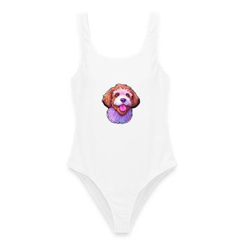 Lagotto Romagnolo Hunderasse Cartoon Kawaii Illustration - Frauen Badeanzug - Weiß - Vorne - AI Model Female 172 dark (172cm)