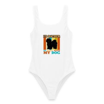 Bolognese Hundeliebhaber Silhouette Vintage Sonnenuntergang - Frauen Badeanzug - Weiß - Vorne - AI Model Female 172 dark (172cm)