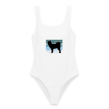 Kanadischer Eskimo Hund Liebe Silhouette Vintage Sonnenuntergang - Frauen Badeanzug - Weiß - Vorne - AI Model Female 172 dark (172cm)