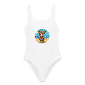 Portugiesischer Wachhund Rasse Cartoon Kawaii Hund - Frauen Badeanzug - Weiß - Vorne - AI Model Female 172 dark (172cm)