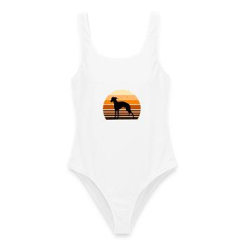 Rampur Greyhound Hund Liebhaber Silhouette Retro Sonnenuntergang - Frauen Badeanzug - Weiß - Vorne - AI Model Female 172 dark (172cm)