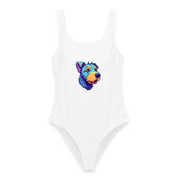 Blauer Paul Terrier Hunderasse Cartoon Kawaii Illustration - Frauen Badeanzug - Weiß - Vorne - AI Model Female 172 dark (172cm)