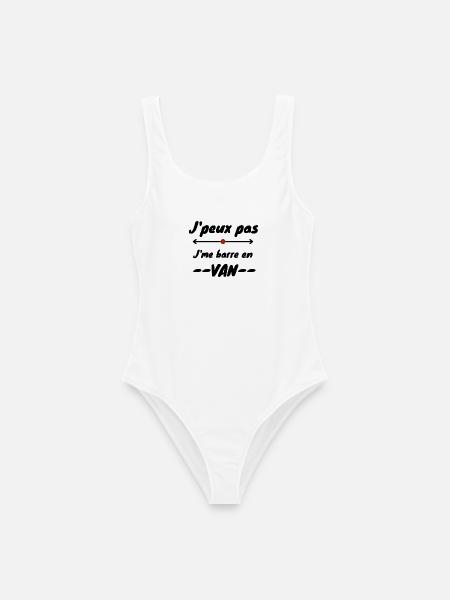 Design "I can't I bar't myself in van" - Frauen Badeanzug - Weiß