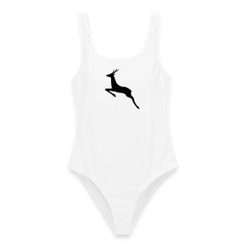 Springender Bock - Frauen Badeanzug - Weiß - Vorne - AI Model Female 172 dark (172cm)